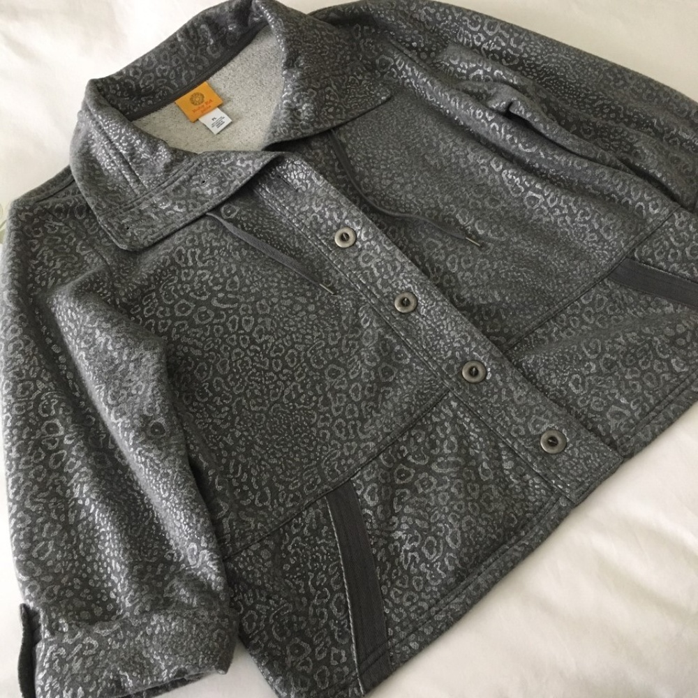 RUBY ROAD gray metalic 3/4 sleeve  jacket PL